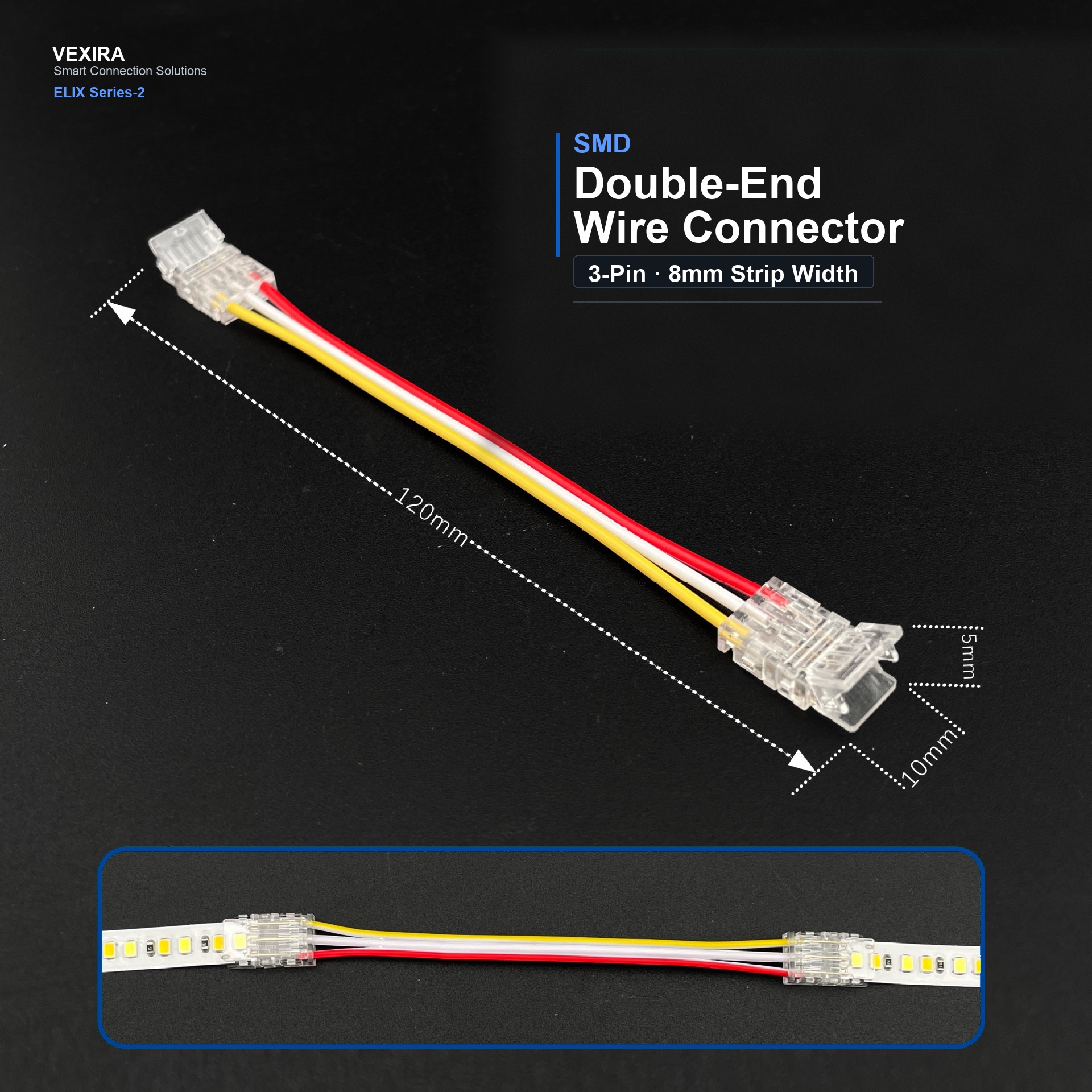 S-SMD-3PIN-8MM-C Press-Fit LED Strip Connector